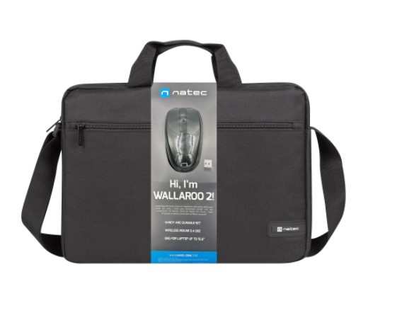 Natec WALLAROO2 15.6'' Laptop Bag with Wireless Mouse Black
