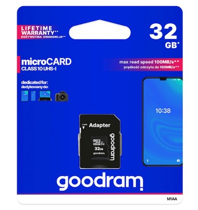 GoodRam memory card 32GB microSDHC cl. 10 UHS-I + adapter
