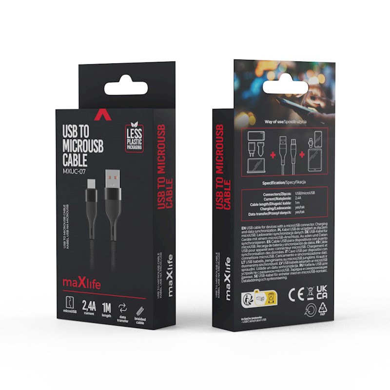 Maxlife MXUC-07 cable USB - microUSB